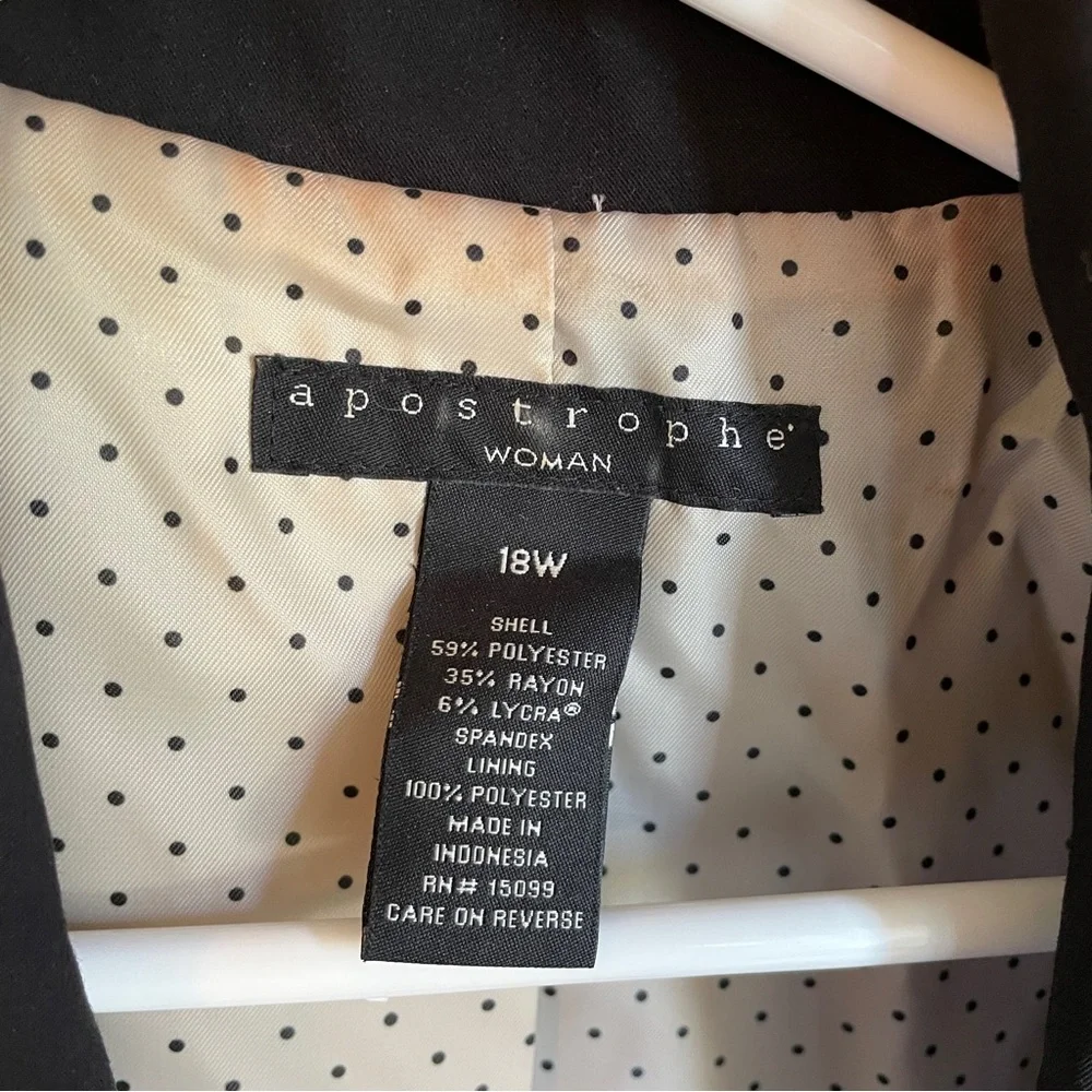 Apostrophe 2-piece Business Suit, Black & ivory, size 18W & 20W tall - Picture 6 of 14